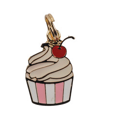 Pingente Cupcake Rosa/Branco - Woof Pet - Gravado